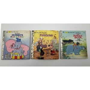 Vintage Disney First Little Golden Books Set Dumbo Pinocchio Jungle Book K061